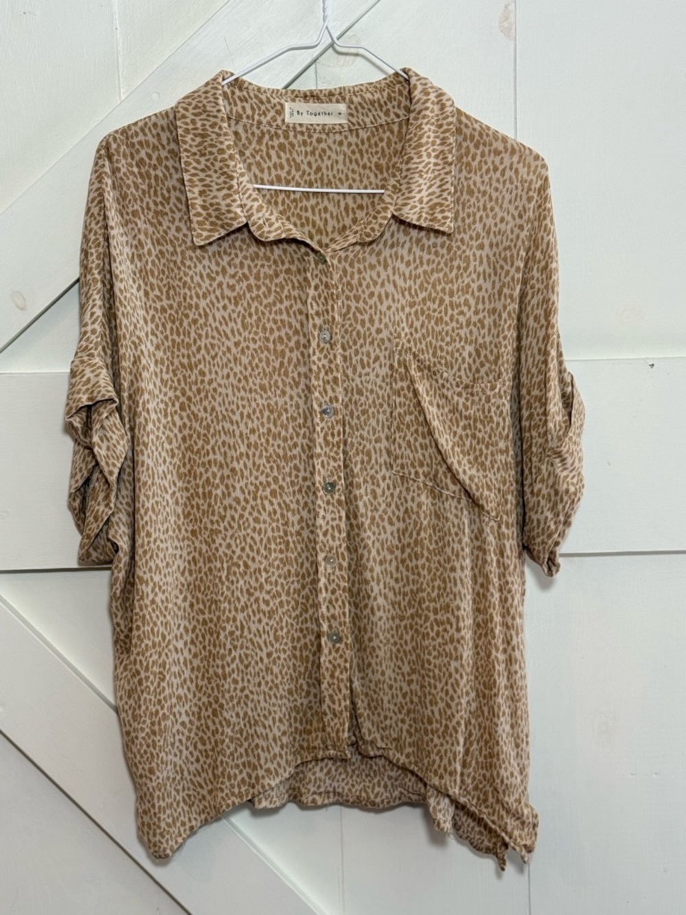 By Together Medium Leopard Animal Print Button Front Blouse
